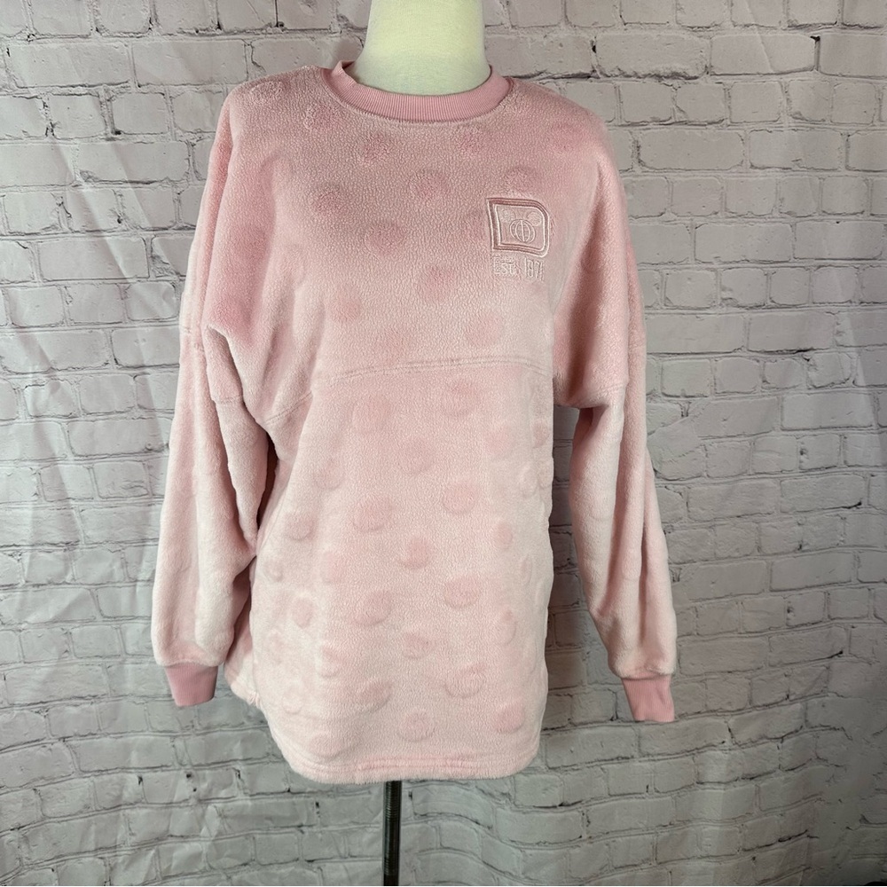 Disney spirit jersey Light Pink Polka Dot Womens S sweatshirt fandom coquette